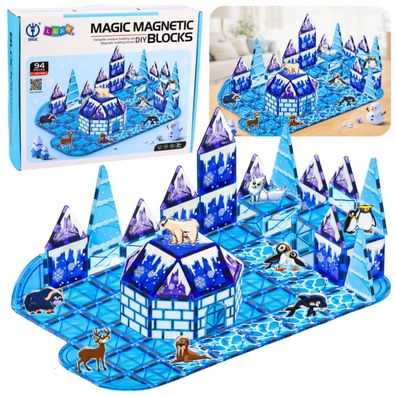Magnetische Bausteine ​ #8203; island Tierfiguren Blau 94 Stück