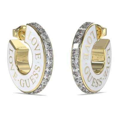 Lovely gold-plated earrings with zircons Love Guess JUBE04083JWYGWHT/U