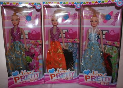 New Pretty Girl Puppen - Set mit kleidern zum umstylen Mädchen Puppen Geschenk