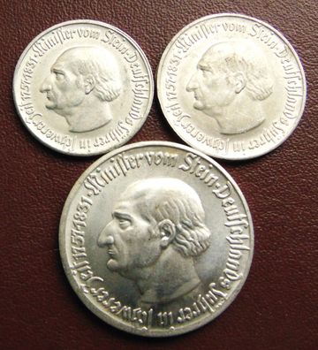 Westfalen. 50 Pfennig, 1 und 5 Mark 1921