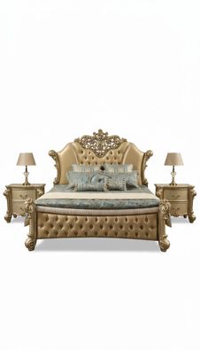 Bett Design Doppelbett Betten Luxus Klassiker Barock Chesterfield 184x214cm neu