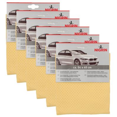 6x NIGRIN Schnell Trockentuch saugfähig materialschonend alle Lackarten 54x40cm