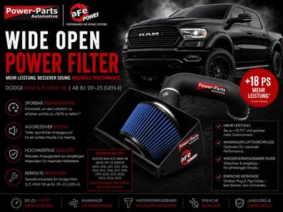 aFe Luftfilter Wide Open Power Filter Dodge Ram 5,7L + 18PS ab Bj:09- Gen.4 ( mit