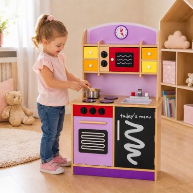 Best For Kids Holzspielküche mit Ofen, Herd, Spüle und viel Stauraum für Kinder ab 3