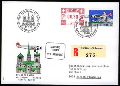 Schweiz Flugmarken Nr 1369 V90d BRIEF EF X2A6A8E