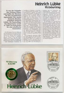 Numisbrief 1 MARK Vergoldet H. LÜBKE X9206F6