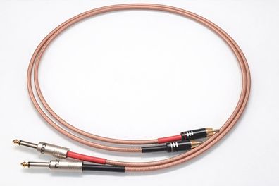 RG 142 - HighEnd Adapterkabel - SoildCore - Silberkabel - Cinch auf Klinke 6,3mm