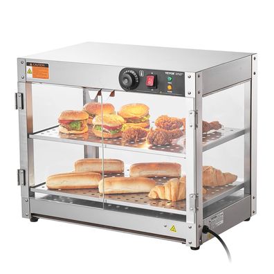 VEVOR Speisenwärmer 2-stufig 800 W 58 l mit Licht Temperaturregelung Edelstahl