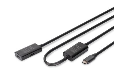 Digitus Aktives USB 3.2 Gen 1 Verlängerungskabel 10 m USB-C Repeater Schwarz