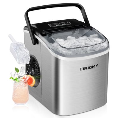 EUHOMY Eiswérfelmaschine Defekt 12 kg 24 Std 9 Wérfel Edelstahl mit Tragegriff