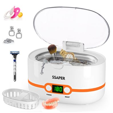 SSAPER Ultraschallreiniger 600 ml 48 kHz 5 Zeitmodi Schmuck Uhren Brillen
