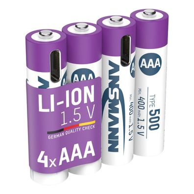 1x4 Ansmann Lithium Akku Micro AAA 400mAh + Ladekabel 1311-0028