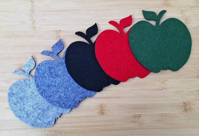 Untersetzer Filz 4er Set Apfel Basteln Glasuntersetzer 5 verschiedene Farben
