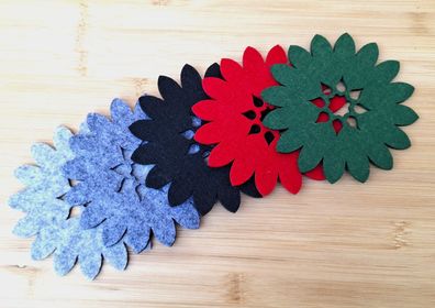 Untersetzer Filz 4er Set Blume Basteln Glasuntersetzer 5 verschiedene Farben