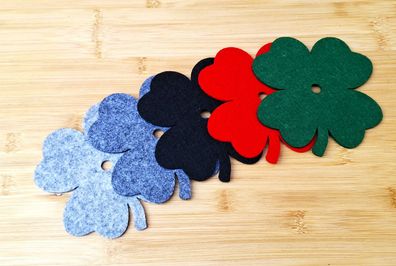 Untersetzer Filz 4er Set Kleeblatt Blume Basteln Glasuntersetzer 5 versch. Farben