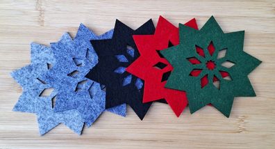 Untersetzer Filz 4er Set Stern Basteln Glasuntersetzer 5 versch. Farben Weihnachten