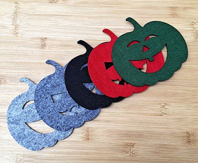 Untersetzer Filz 4er Set Kürbis Basteln Glasuntersetzer 5 versch. Farben Halloween