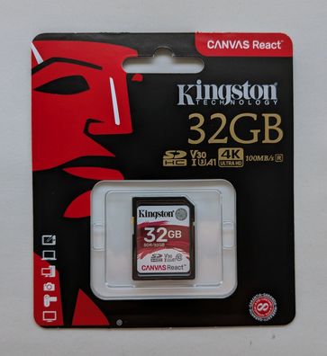 NEU: 32GB Kingston SDHC U3 Canvas React Secure Digital SDR/32GB 32 GB