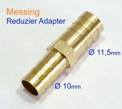 10mm auf 11,5mm Reduzier Adapter Schlauchstutzen Messing Schlauch Verbinder ßber|