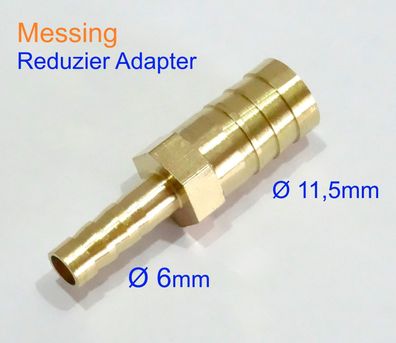 6mm auf 11,5mm Reduzier Adapter Schlauchstutzen Messing Schlauch Verbinder ßber|