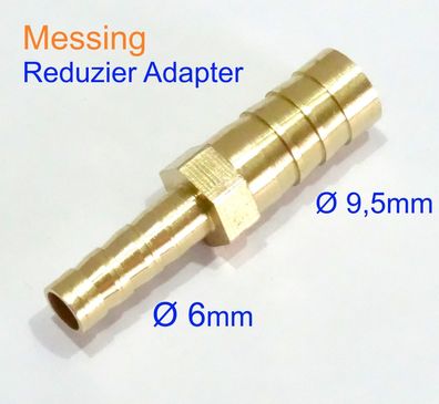 6mm auf 9,5mm Reduzier Adapter Schlauchstutzen Messing Schlauch Verbinder ßberga|