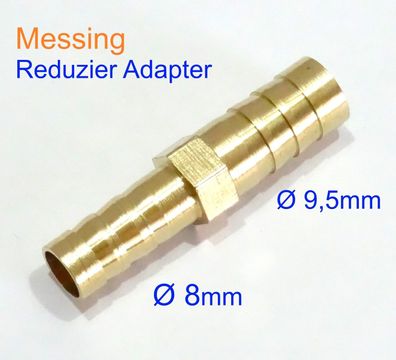 8mm auf 9,5mm Reduzier Adapter Schlauchstutzen Messing Schlauch Verbinder ßberga|