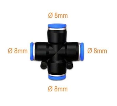 8mm Kreuz Verteiler 4 fach Pneumatik Druckluft Verteilen Steck Fitting Abzweigun|