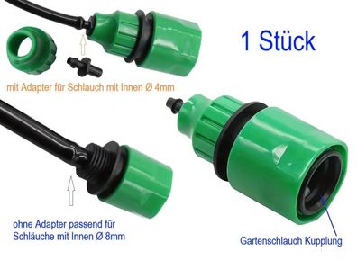 Gartenschlauch Adapter 4mm bis 8mm Schlauch auf Gartenschlauch Kupplung Adapter|