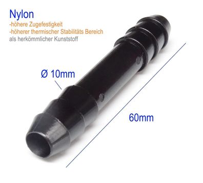 ß 10mm Verbinder Schlauch Télle Nylon KFZ Verbinder Wischwasser u. Vakuum|