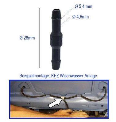 ß 5mm Verbinder gerade KFZ Scheiben Wischwasser Schlauch|