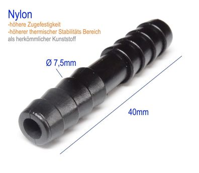ß 7,5mm Verbinder Schlauch Télle Nylon KFZ Verbinder Wischwasser u. Vakuum|