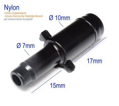 ß 7mm auf 10mm Reduzier Verbinder Schlauch Adapter Télle Nylon KFZ Verbinder Wis|