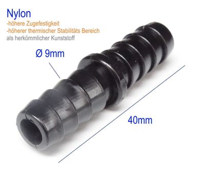 ß 9mm Verbinder Schlauch Télle Nylon KFZ Verbinder Wischwasser u. Vakuum|