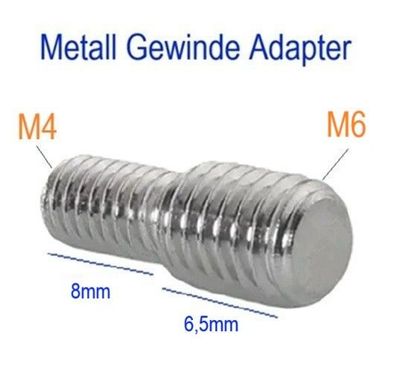 V2A Aussen M6 auf M4 Aussen Gewinde Adapter Stift metrisch männlich M4 auf M6|