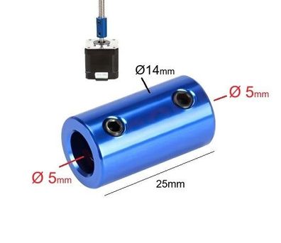 Wellenkupplung 5mm auf 5mm Aluminium blau eloxiert Kupplung starr Modellbau|