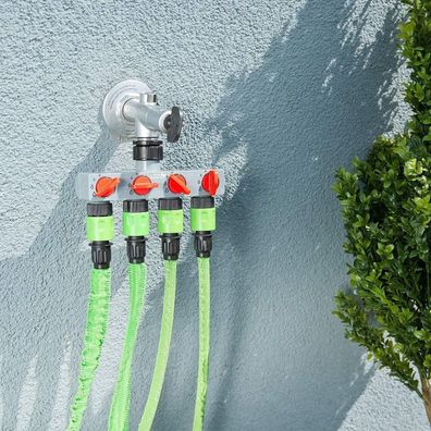 NEU 4fach Wasserverteiler für Schlauch Garten Bewässerung Anschluss Wasserhahn