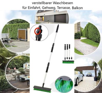 NEU 2in1 Waschbesen für Garten Schlauch Säuberung Terrasse Balkon Gehweg Putzen
