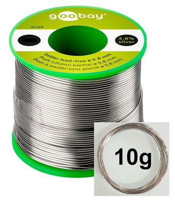 Goobay Silberlötzinn 10g (3m-Ring) - Lötdraht - Silberlot - HiFi - 3,8% Silber