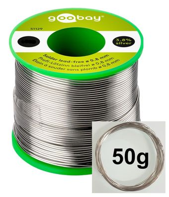 Goobay Silberlötzinn 50g (15m-Ring) - Lötdraht - Silberlot - HiFi - 3,8% Silber