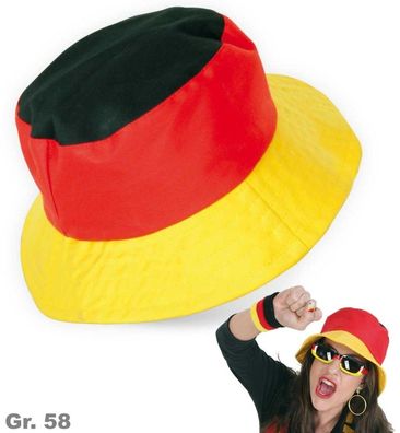 FRIES Fan Hut Fischerhut Gr. 58 cm Deutschland Schwarz-Rot-Gold