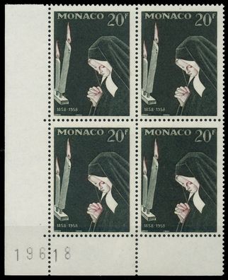 MONACO 1958 Nr 597 postfrisch Viererblock ECKE-ULI X3BA712