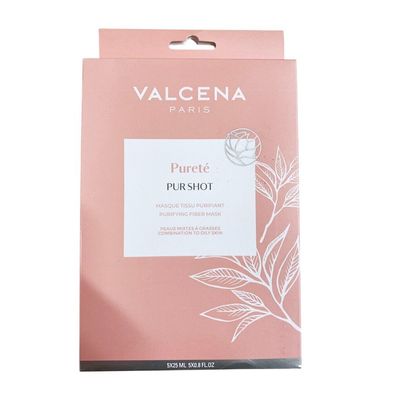 Set, Valcena, Pur Shot, Reinigende Tuchmaske, für Gesicht, 5 Stück, 25 ml