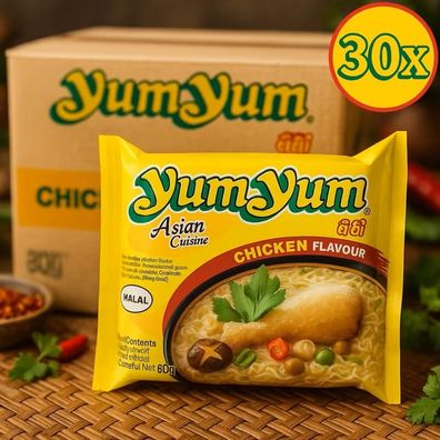 YumYum Sparbox Instant Nudeln mit Huhn / Chicken Geschmack 30er Karton, 30 x 60g