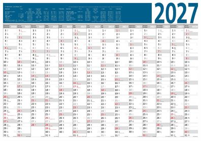 XXL Wandkalender 2027 Jahresplaner großer Büroplaner Plakatkalender 99x69 cm