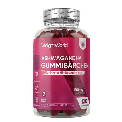 Ashwagandha 1200mg - 120 Gummibärchen - 2 Monate Vorrat- WeightWorld