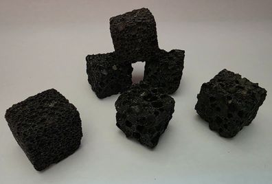 6x Nano Eco Bricks schwarz - Nano Lava Stein Dekowürfel Aquarium Deko 100% natur