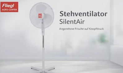 Fliegl SilentAir Standventilator 45W Leise 3 Stufen Schwenkbar Höhenverstellbar