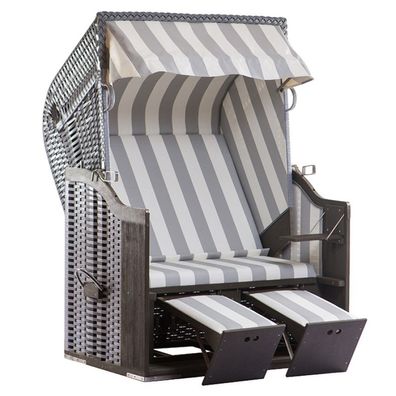 deVries Profi Ostsee POEL Strandkorb Gartenstrandkorb Des. 989 grau 124x87x159 cm