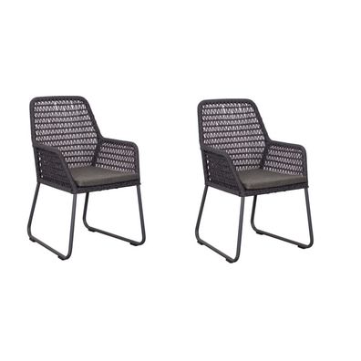 deVries 2x ADORA Diningsessel Gartenstuhl Relaxsessel 64 x 64 x 83 cm dunkelgrau