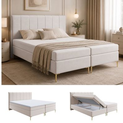 Boxspringbett NORA Doppelbett mit Bonellfederkern Matratze + Bettkästen